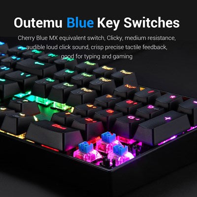 Redragon K551 RGB-1 MITRA Wired Mechanical Keyboard with Blue Switches (Black)