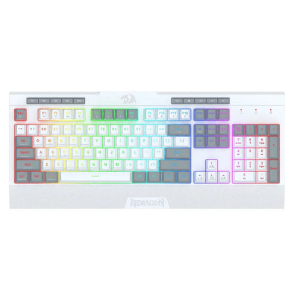 Redragon K525 SHIVA Lite Membrane Gaming Keyboard with Detachable Wrist Rest (White & Grey)