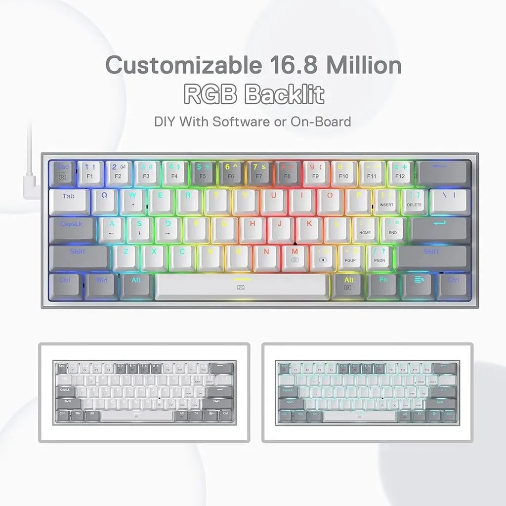 Fizz Rgb Redragon FIZZ K617 60% RGB Mechanical Keyboard (White & Gray)