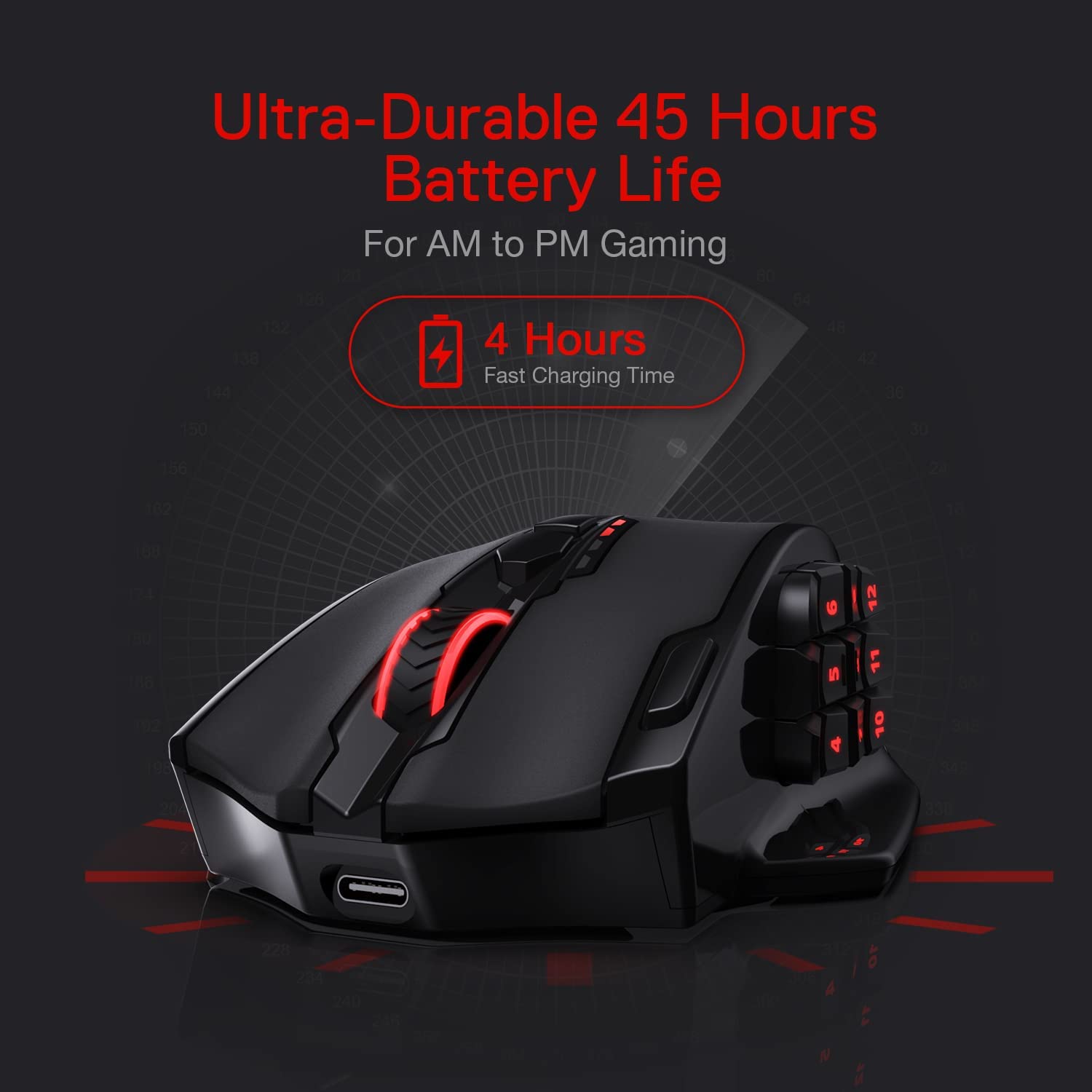 Redragon M913 Impact Elite Souris de Jeu sans Fil 16 000 DPI avec 16 Boutons programmables, 45 Heures de Fonctionnement sur Batterie et capteur Optique Pro, 12 Boutons latéraux Redragon M913 Impact Elite Souris de Jeu sans Fil 16 000 DPI avec 16 Boutons programmables, 45 Heures de Fonctionnement sur Batterie et capteur Optique Pro, 12 Boutons latéraux