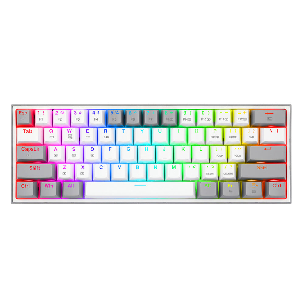 Redragon K616 FIZZ Pro RGB Bluetooth Wireless Mechanical Gaming Keyboard 61 Keys, Red Switches (White Grey )