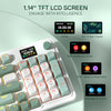Redragon K719 GALATIN PRO Tri-Mode RGB Mechanical Keyboard (White & Mint Green) — smart TFT screen feature graphic