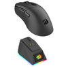 Redragon M998-STD-1K EBONY STANDARD Tri-Mode Gaming Mouse with Charging Dock — mouse and RGB dock three-quarter view
