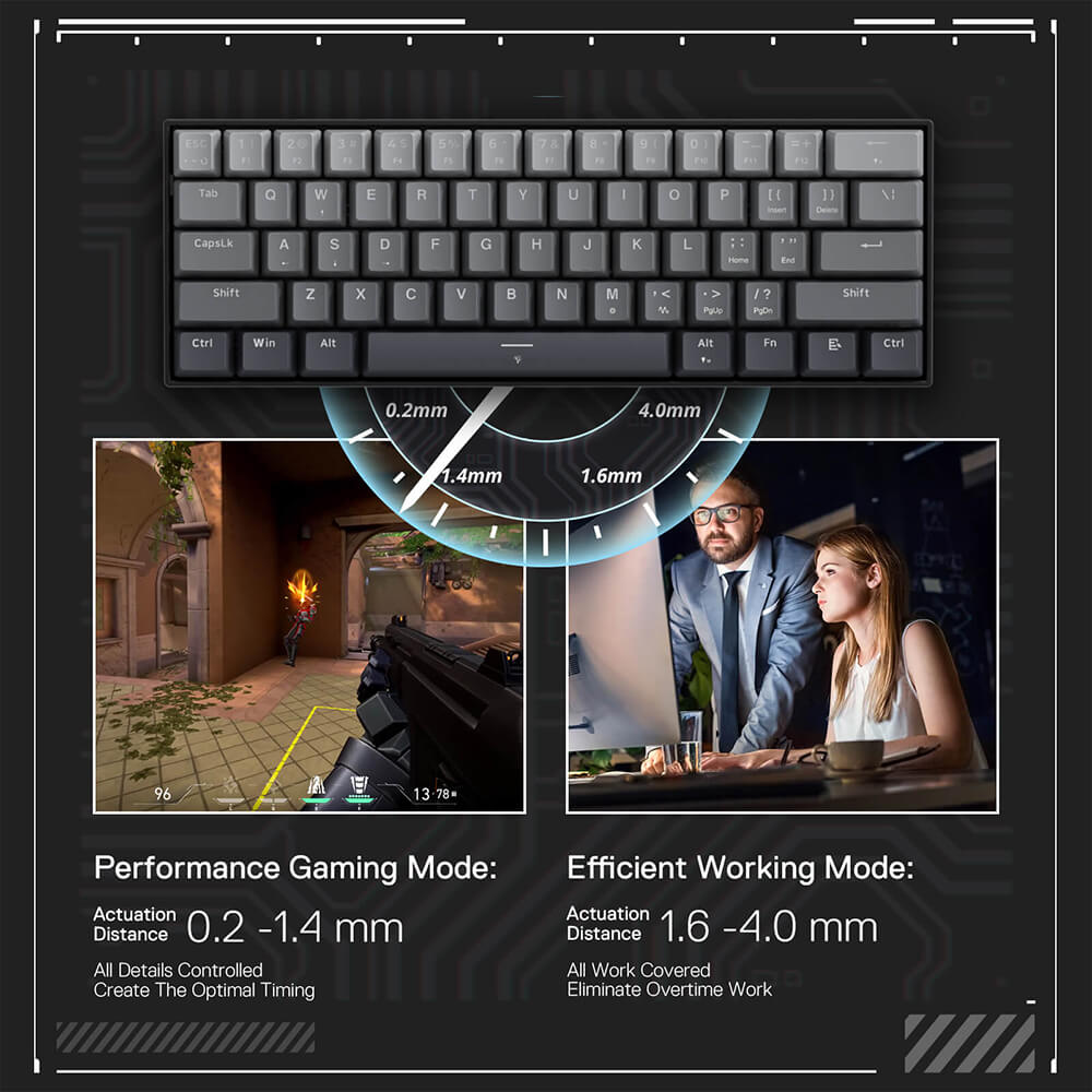 Gaming Keyb Redragon K617 FIZZ 60% Rapid Trigger Wired Magnetic Switch Gaming Keyb
