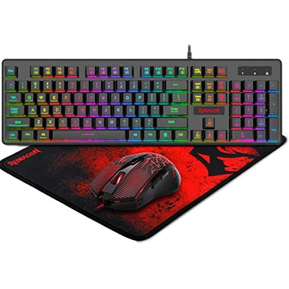 Redragon S107 RGB LED Gaming Keyboard, Mouse & Mousepad Combo Set - Redragon Pakistan